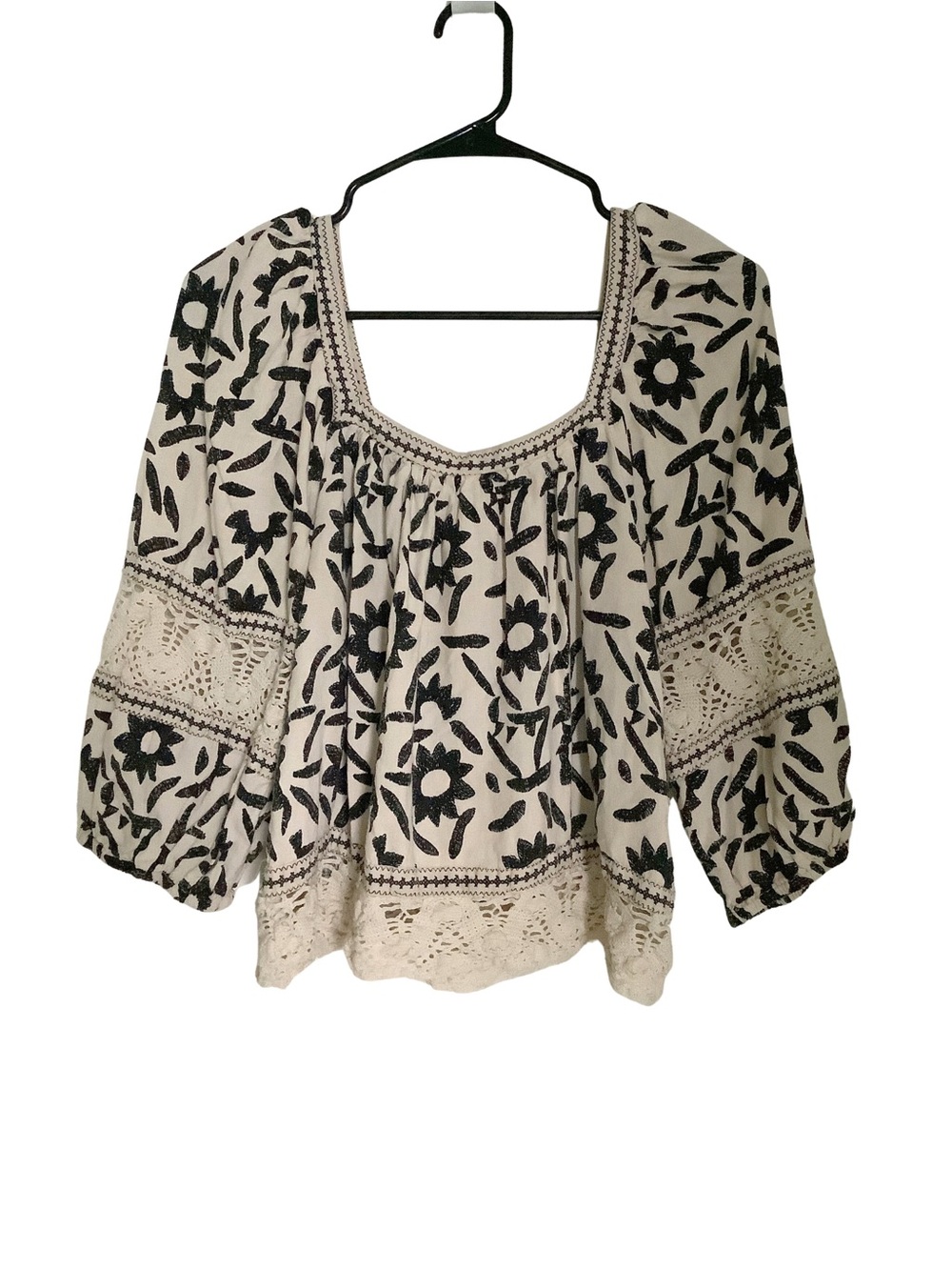 Christian Siriano Black & White Cropped Boho, Top XL - Picture 2 of 7